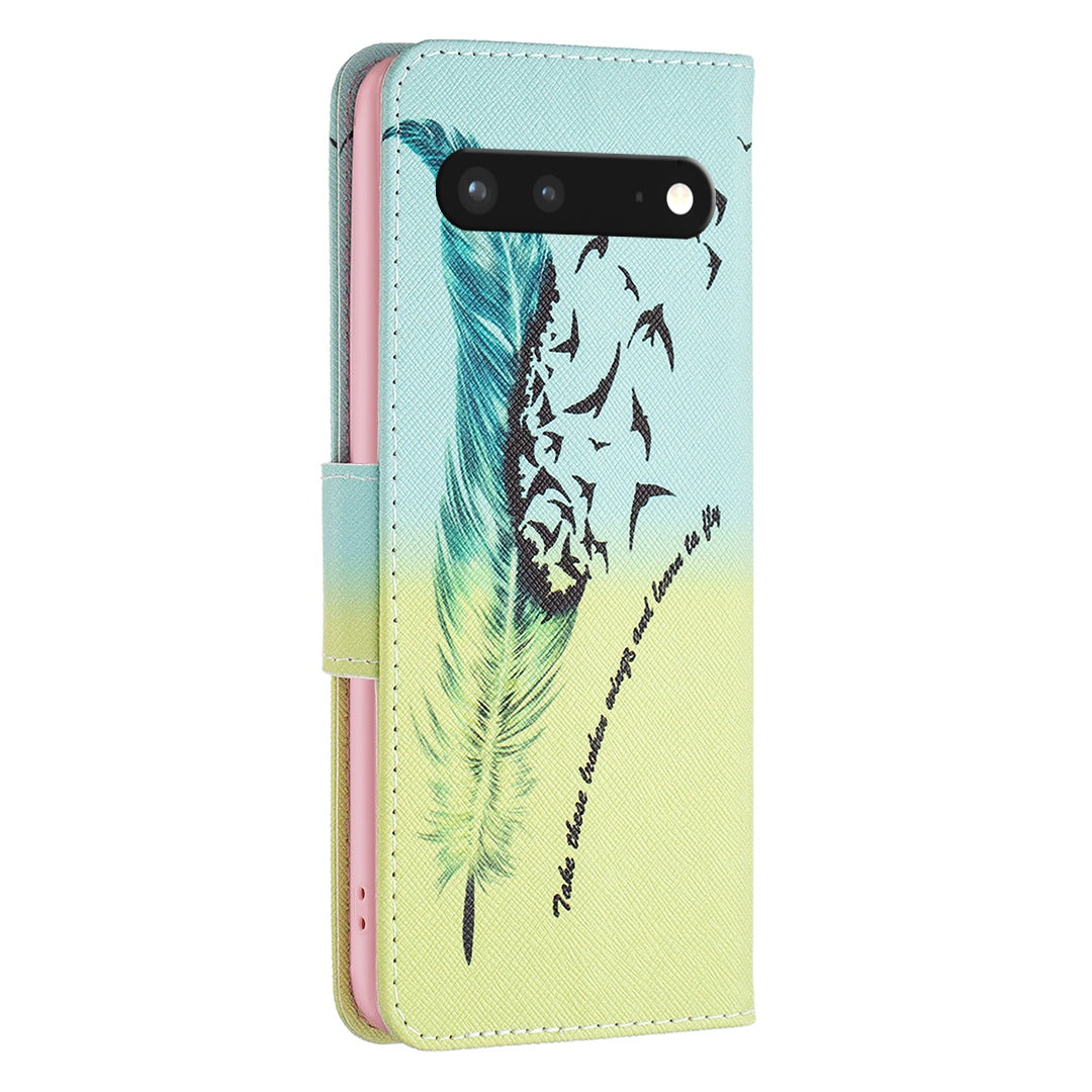 BF Pattern Printing Leather Series-1 for Google Pixel 7 PU Leather Wallet Phone Case Magnetic Clasp Imprinted Pattern Stand Protective Cover