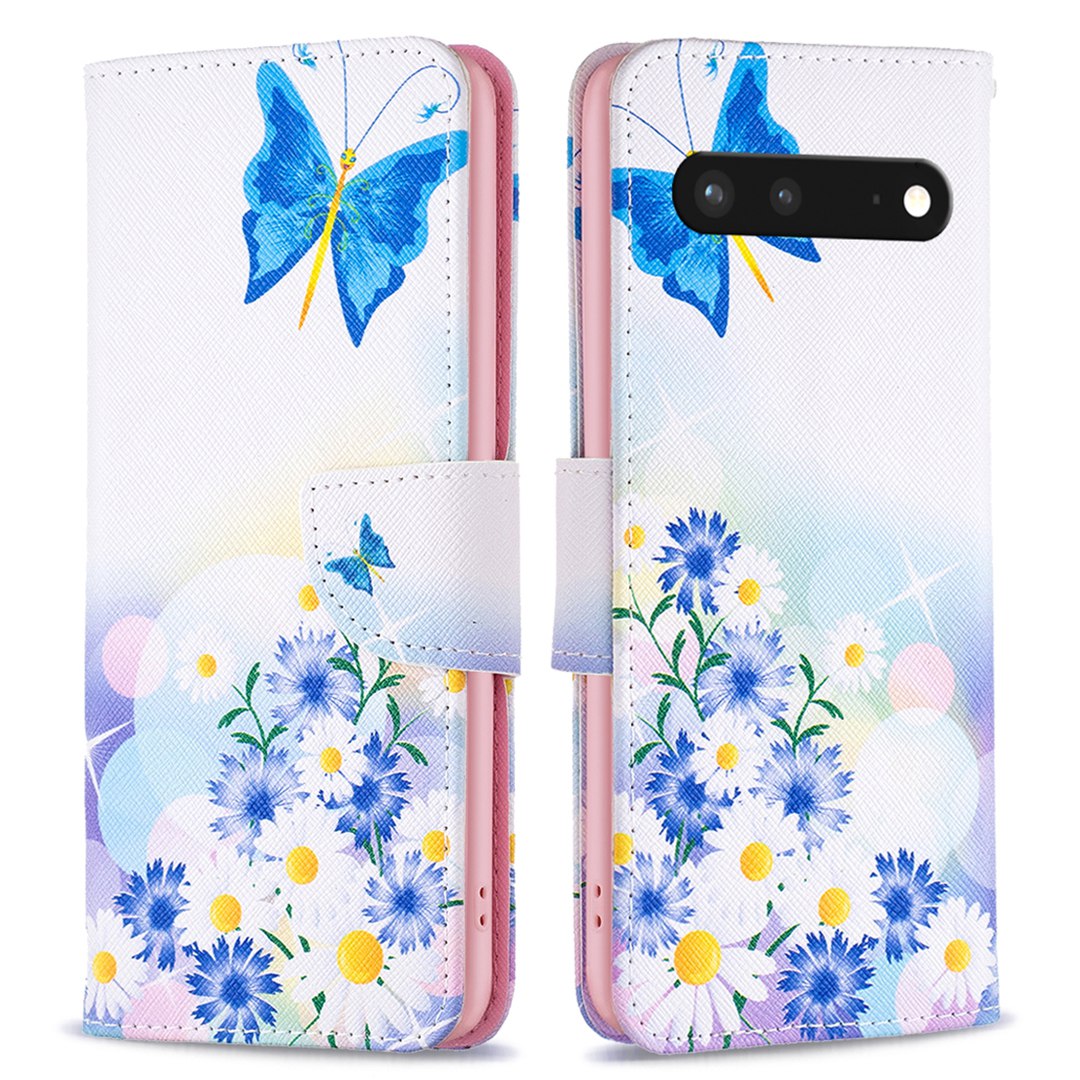 BF Pattern Printing Leather Series-1 for Google Pixel 7 PU Leather Wallet Phone Case Magnetic Clasp Imprinted Pattern Stand Protective Cover