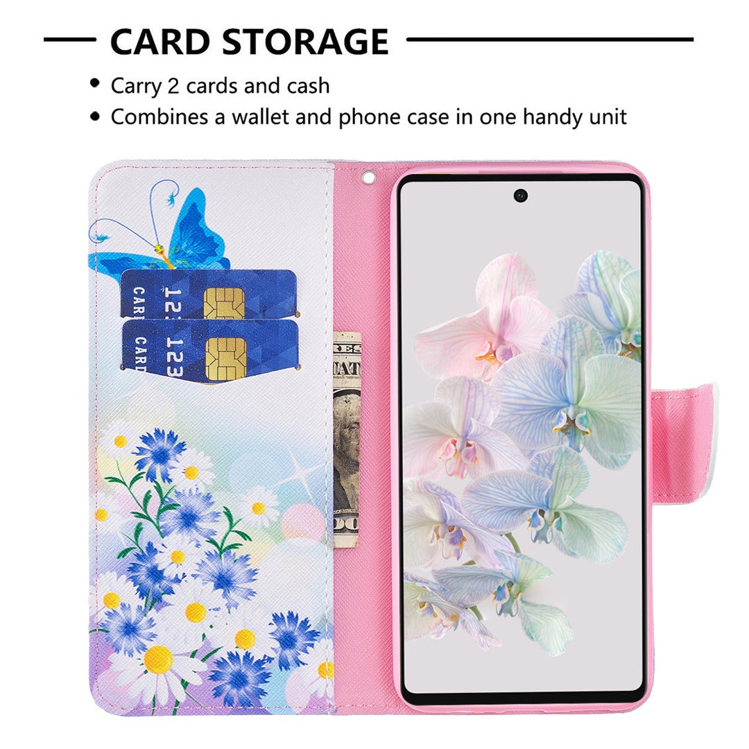 BF Pattern Printing Leather Series-1 for Google Pixel 7 PU Leather Wallet Phone Case Magnetic Clasp Imprinted Pattern Stand Protective Cover