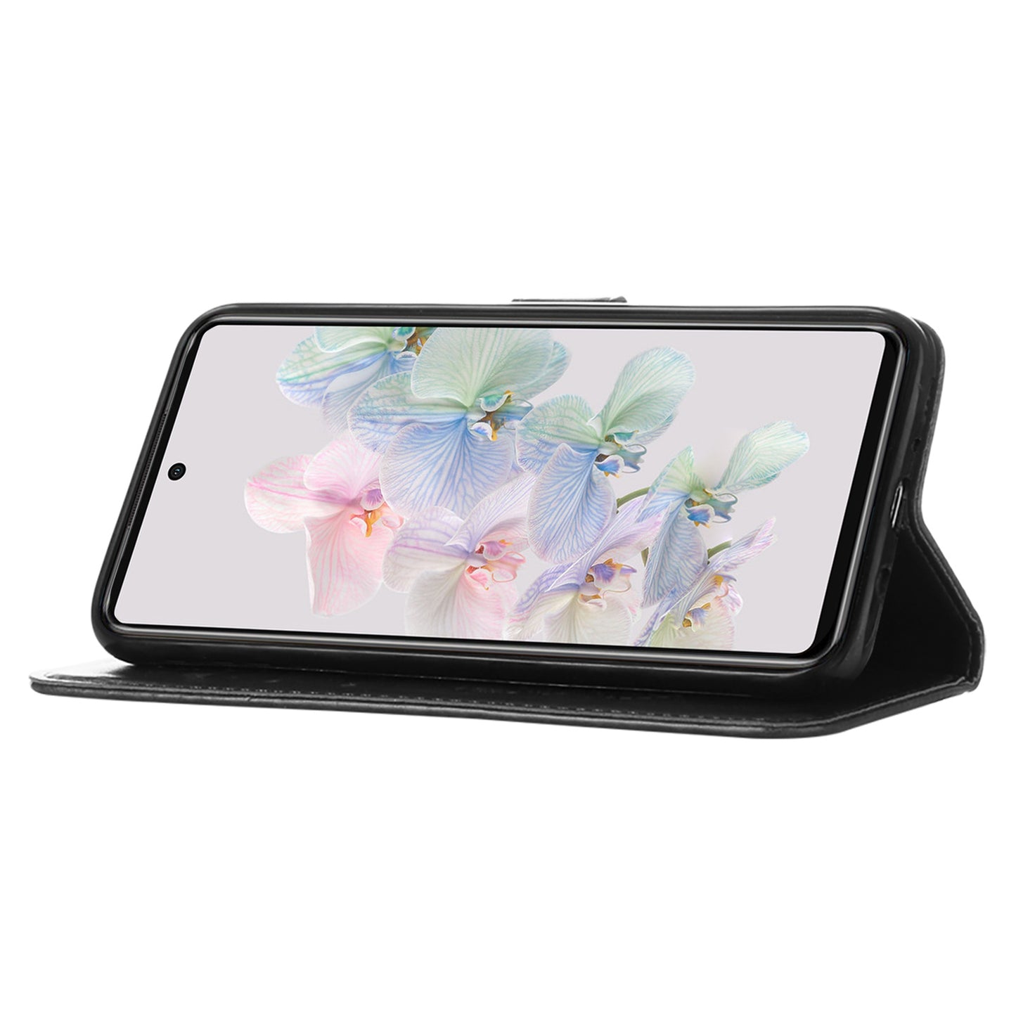 YB Imprinting Flower Series-4 for Google Pixel 7 Imprinting Butterfly Flower Case Wallet Stand Shockproof PU Leather Cover Inner TPU Shell