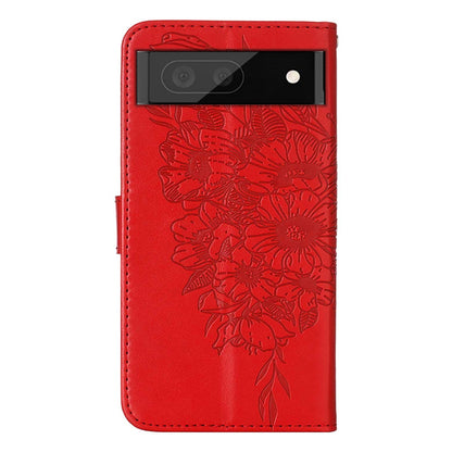 YB Imprinting Flower Series-4 for Google Pixel 7 Imprinting Butterfly Flower Case Wallet Stand Shockproof PU Leather Cover Inner TPU Shell