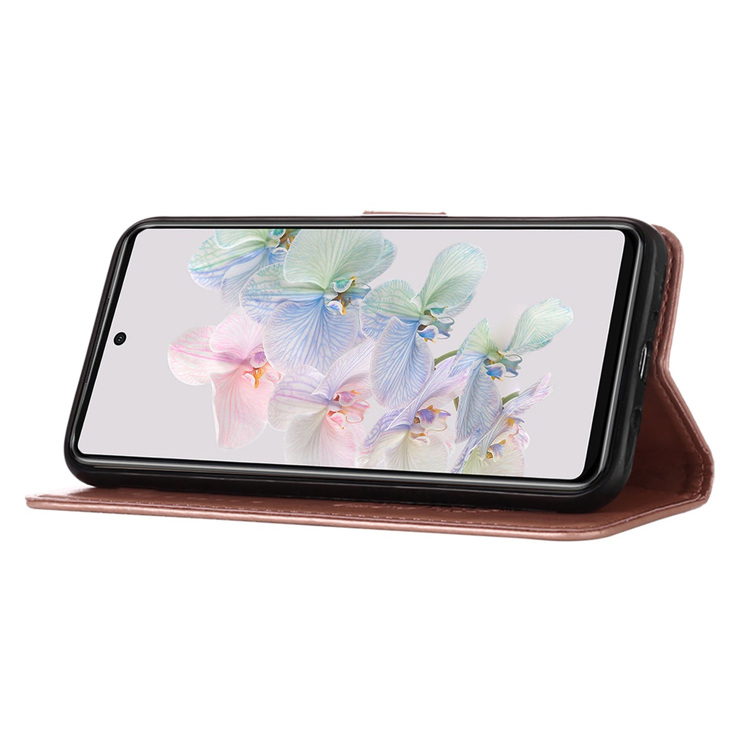 YB Imprinting Flower Series-4 for Google Pixel 7 Imprinting Butterfly Flower Case Wallet Stand Shockproof PU Leather Cover Inner TPU Shell