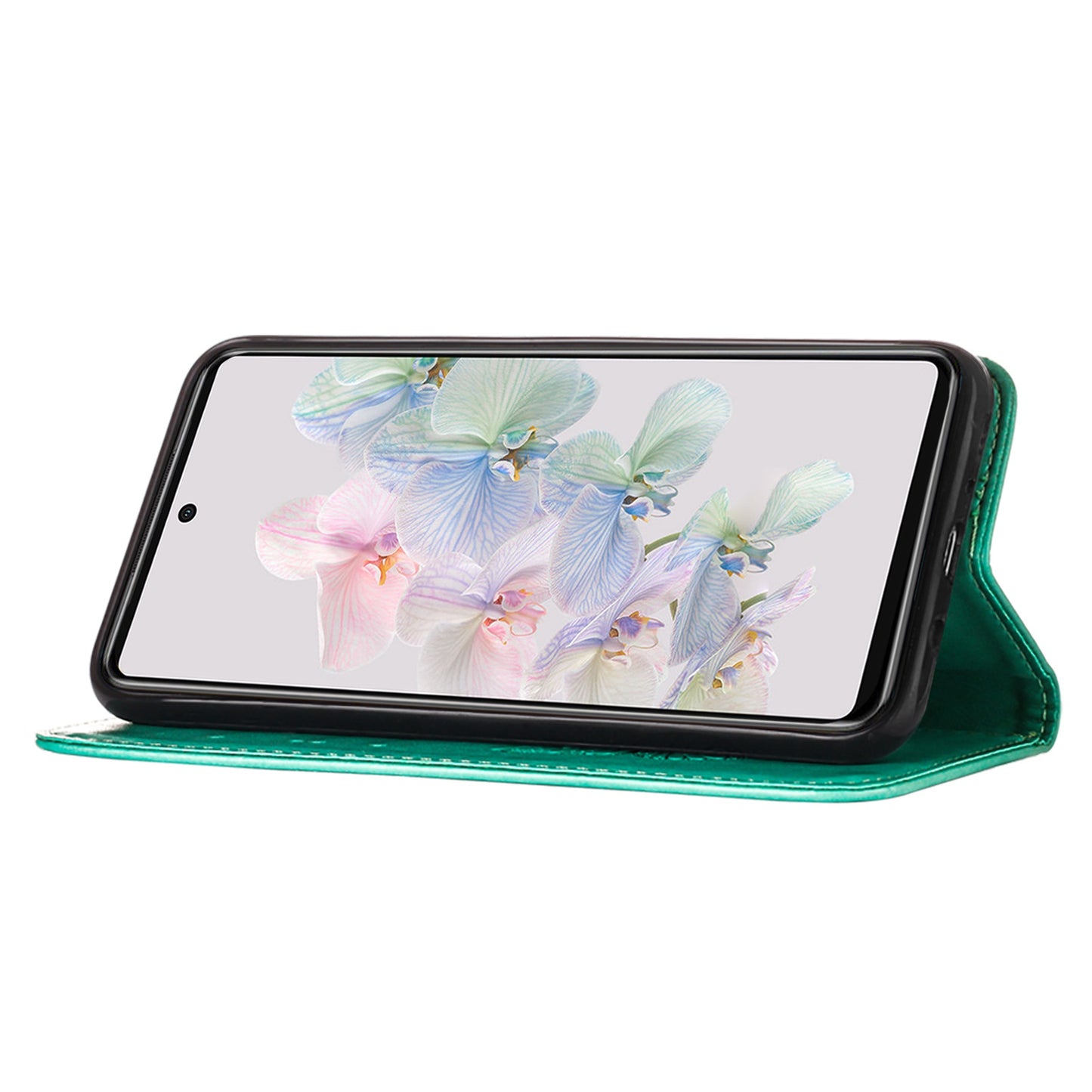 YB Imprinting Flower Series-4 for Google Pixel 7 Imprinting Butterfly Flower Case Wallet Stand Shockproof PU Leather Cover Inner TPU Shell