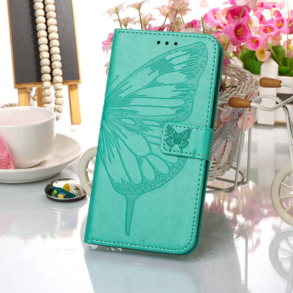YB Imprinting Flower Series-4 for Google Pixel 7 Imprinting Butterfly Flower Case Wallet Stand Shockproof PU Leather Cover Inner TPU Shell