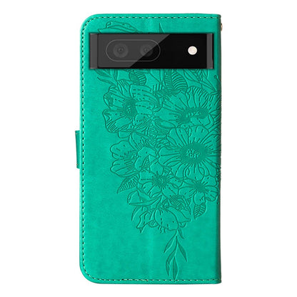 YB Imprinting Flower Series-4 for Google Pixel 7 Imprinting Butterfly Flower Case Wallet Stand Shockproof PU Leather Cover Inner TPU Shell