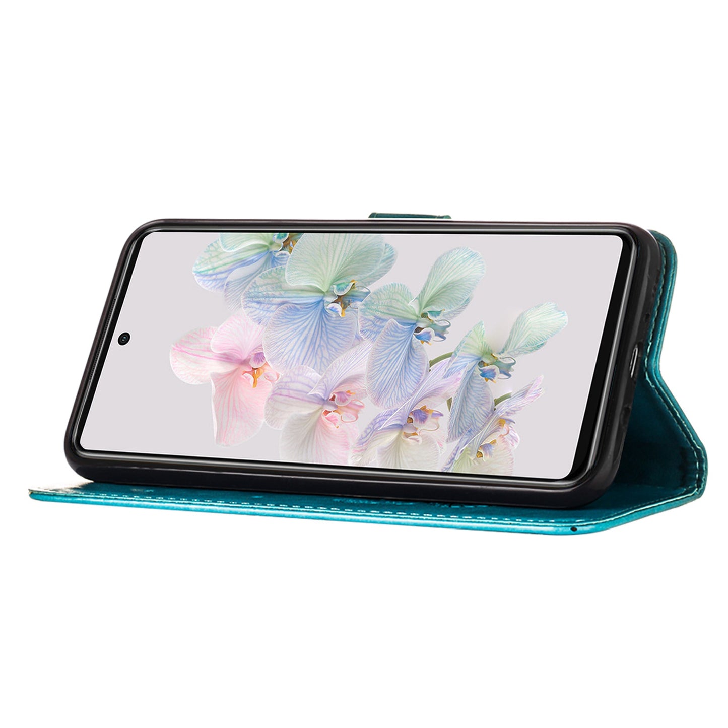 YB Imprinting Flower Series-4 for Google Pixel 7 Imprinting Butterfly Flower Case Wallet Stand Shockproof PU Leather Cover Inner TPU Shell
