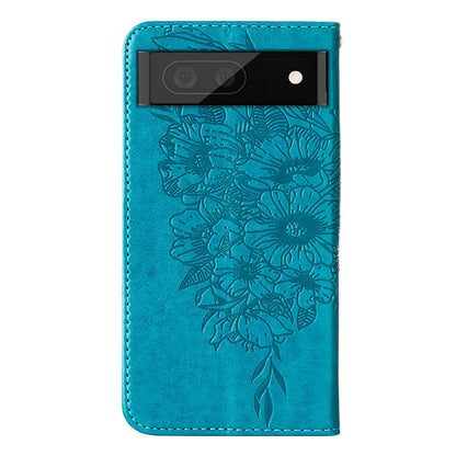 YB Imprinting Flower Series-4 for Google Pixel 7 Imprinting Butterfly Flower Case Wallet Stand Shockproof PU Leather Cover Inner TPU Shell