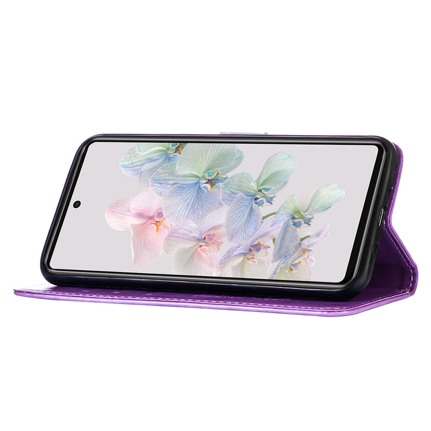 YB Imprinting Flower Series-4 for Google Pixel 7 Imprinting Butterfly Flower Case Wallet Stand Shockproof PU Leather Cover Inner TPU Shell