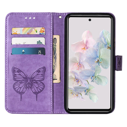 YB Imprinting Flower Series-4 for Google Pixel 7 Imprinting Butterfly Flower Case Wallet Stand Shockproof PU Leather Cover Inner TPU Shell