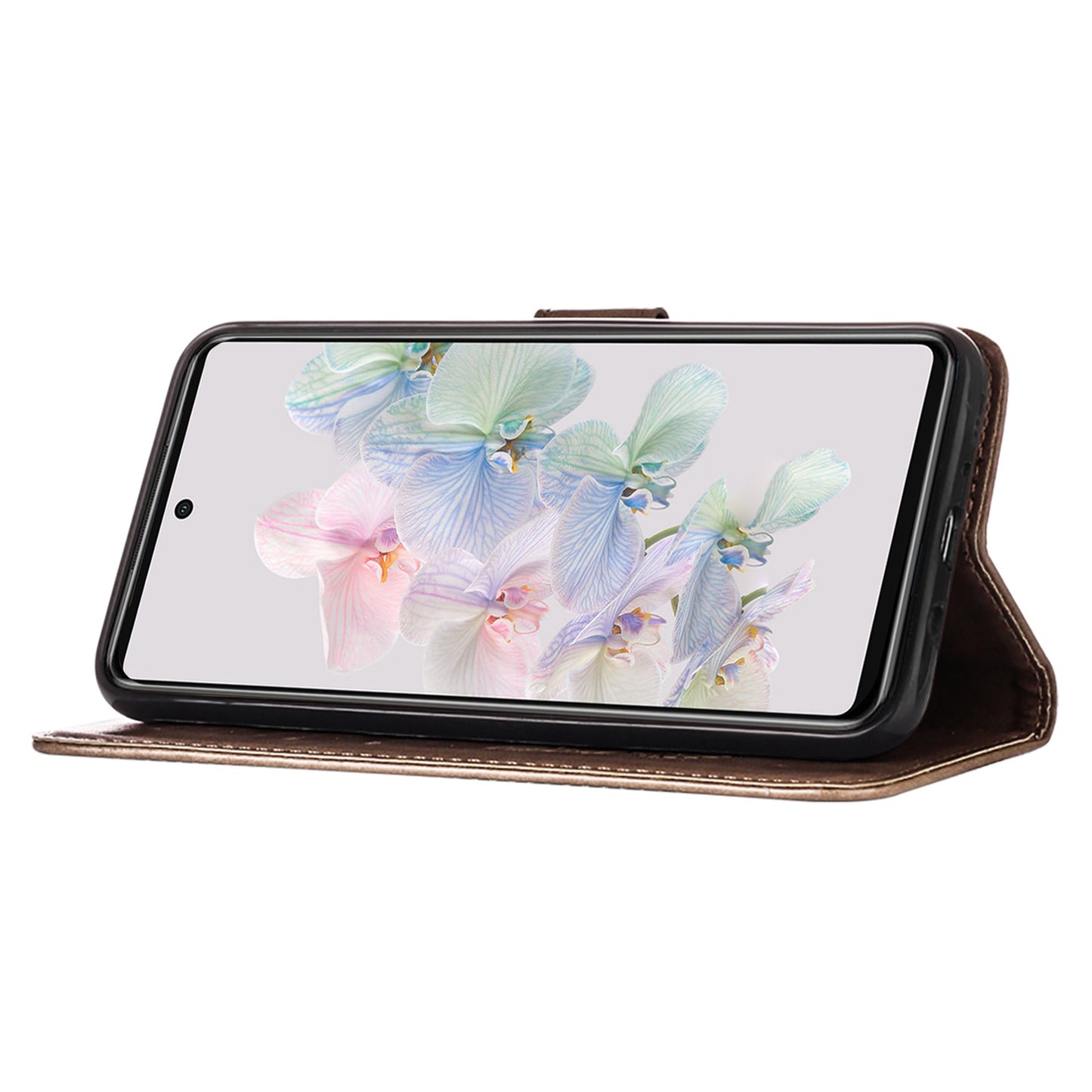 YB Imprinting Flower Series-4 for Google Pixel 7 Imprinting Butterfly Flower Case Wallet Stand Shockproof PU Leather Cover Inner TPU Shell