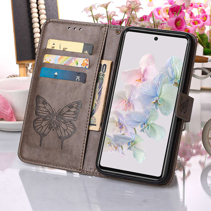 YB Imprinting Flower Series-4 for Google Pixel 7 Imprinting Butterfly Flower Case Wallet Stand Shockproof PU Leather Cover Inner TPU Shell