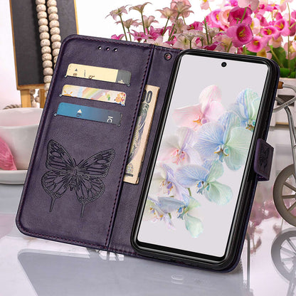 YB Imprinting Flower Series-4 for Google Pixel 7 Imprinting Butterfly Flower Case Wallet Stand Shockproof PU Leather Cover Inner TPU Shell