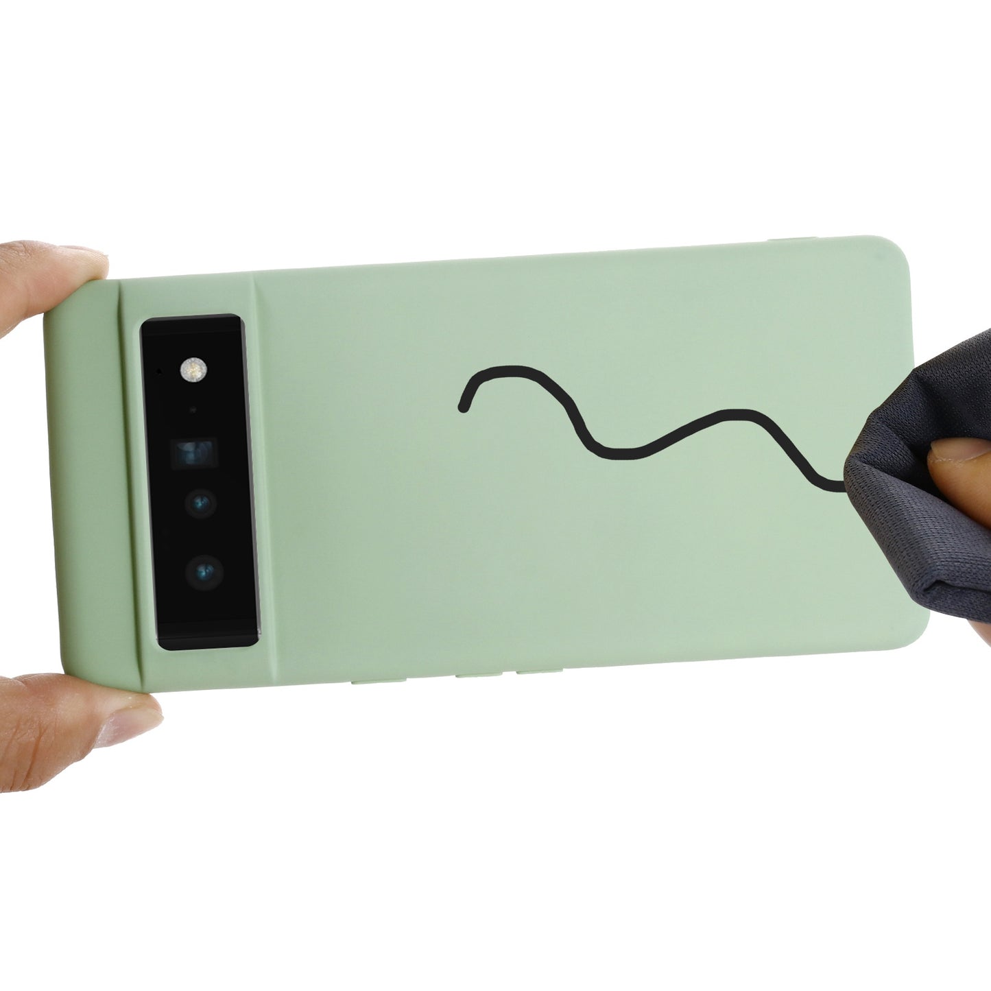 For Google Pixel 7 Pro Liquid Silicone Case Soft Microfiber Lining Shockproof Drop Protection Cover with Strap