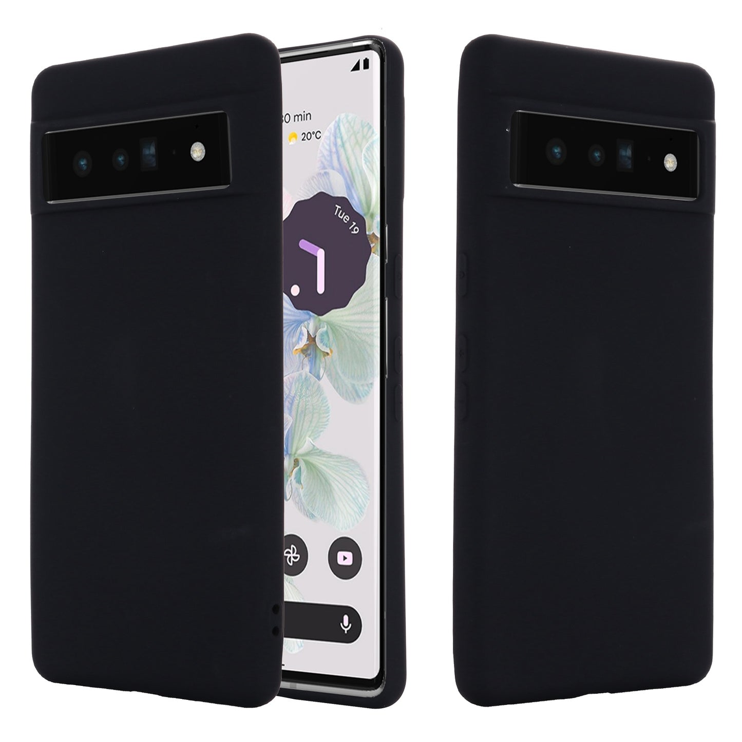 For Google Pixel 7 Pro Liquid Silicone Case Soft Microfiber Lining Shockproof Drop Protection Cover with Strap