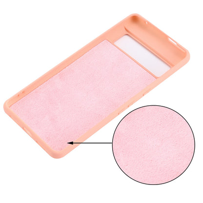 For Google Pixel 7 Liquid Silicone Case Soft Microfiber Lining Scratch-resistant Precise Cut-outs Shell with Strap