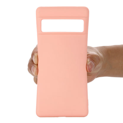 For Google Pixel 7 Liquid Silicone Case Soft Microfiber Lining Scratch-resistant Precise Cut-outs Shell with Strap