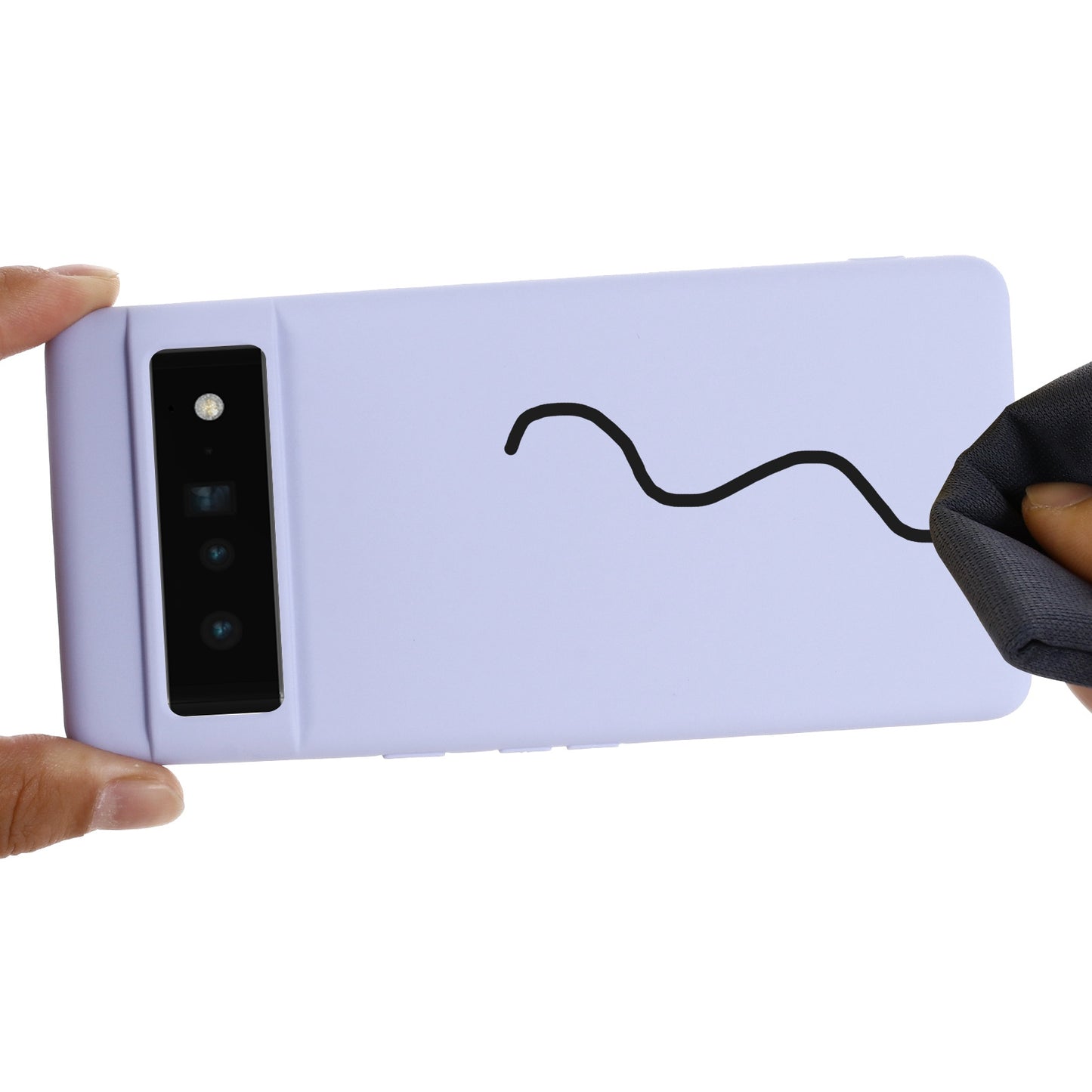 For Google Pixel 7 Liquid Silicone Case Soft Microfiber Lining Scratch-resistant Precise Cut-outs Shell with Strap