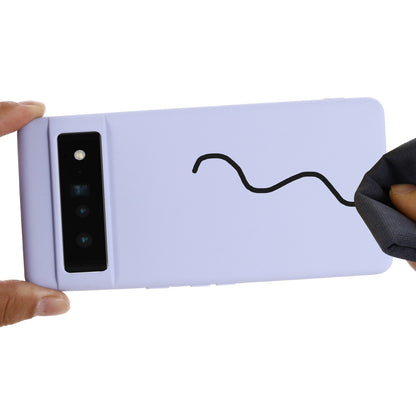 For Google Pixel 7 Liquid Silicone Case Soft Microfiber Lining Scratch-resistant Precise Cut-outs Shell with Strap