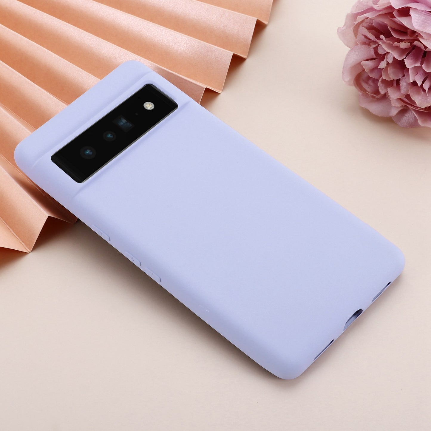 For Google Pixel 7 Liquid Silicone Case Soft Microfiber Lining Scratch-resistant Precise Cut-outs Shell with Strap