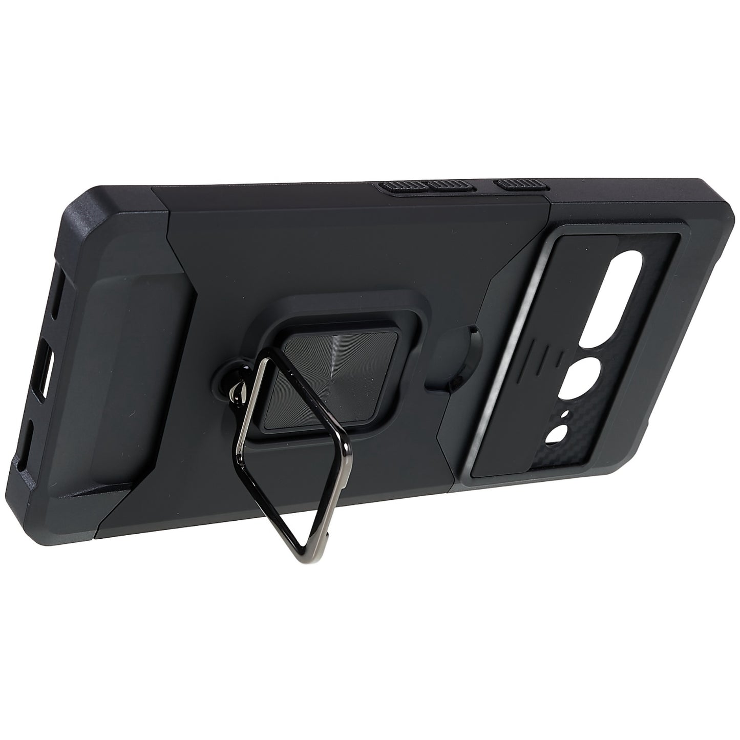 For Google Pixel 7 Pro Anti-Drop Hard PC Soft TPU Hybrid Phone Case Impact-Resistant Cellphone Cover Slide Camera Lens Protection Design Kickstand Back Cover with Card Slot