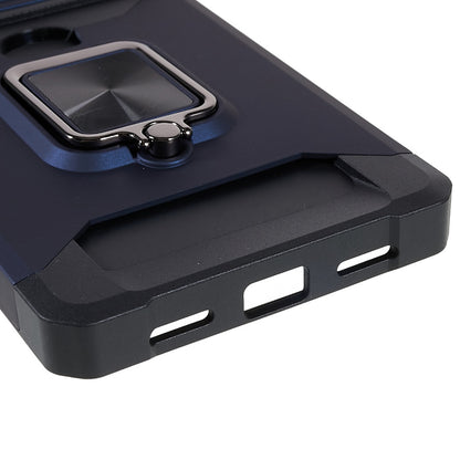 For Google Pixel 7 Pro Anti-Drop Hard PC Soft TPU Hybrid Phone Case Impact-Resistant Cellphone Cover Slide Camera Lens Protection Design Kickstand Back Cover with Card Slot