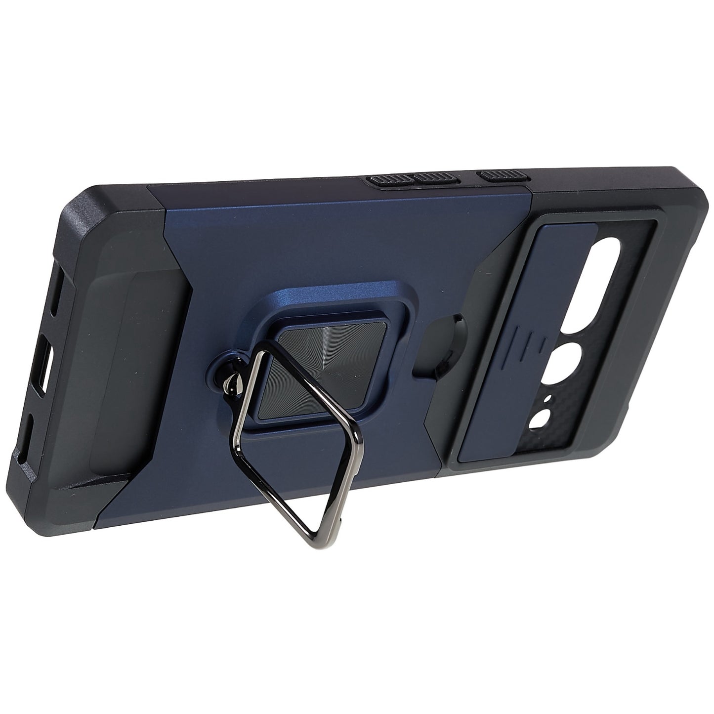 For Google Pixel 7 Pro Anti-Drop Hard PC Soft TPU Hybrid Phone Case Impact-Resistant Cellphone Cover Slide Camera Lens Protection Design Kickstand Back Cover with Card Slot