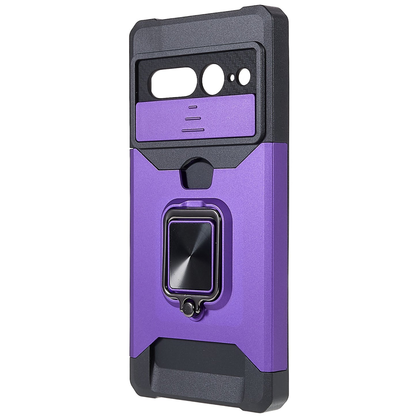 For Google Pixel 7 Pro Anti-Drop Hard PC Soft TPU Hybrid Phone Case Impact-Resistant Cellphone Cover Slide Camera Lens Protection Design Kickstand Back Cover with Card Slot