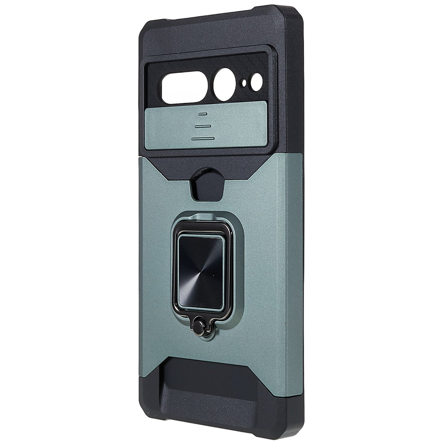 For Google Pixel 7 Pro Anti-Drop Hard PC Soft TPU Hybrid Phone Case Impact-Resistant Cellphone Cover Slide Camera Lens Protection Design Kickstand Back Cover with Card Slot