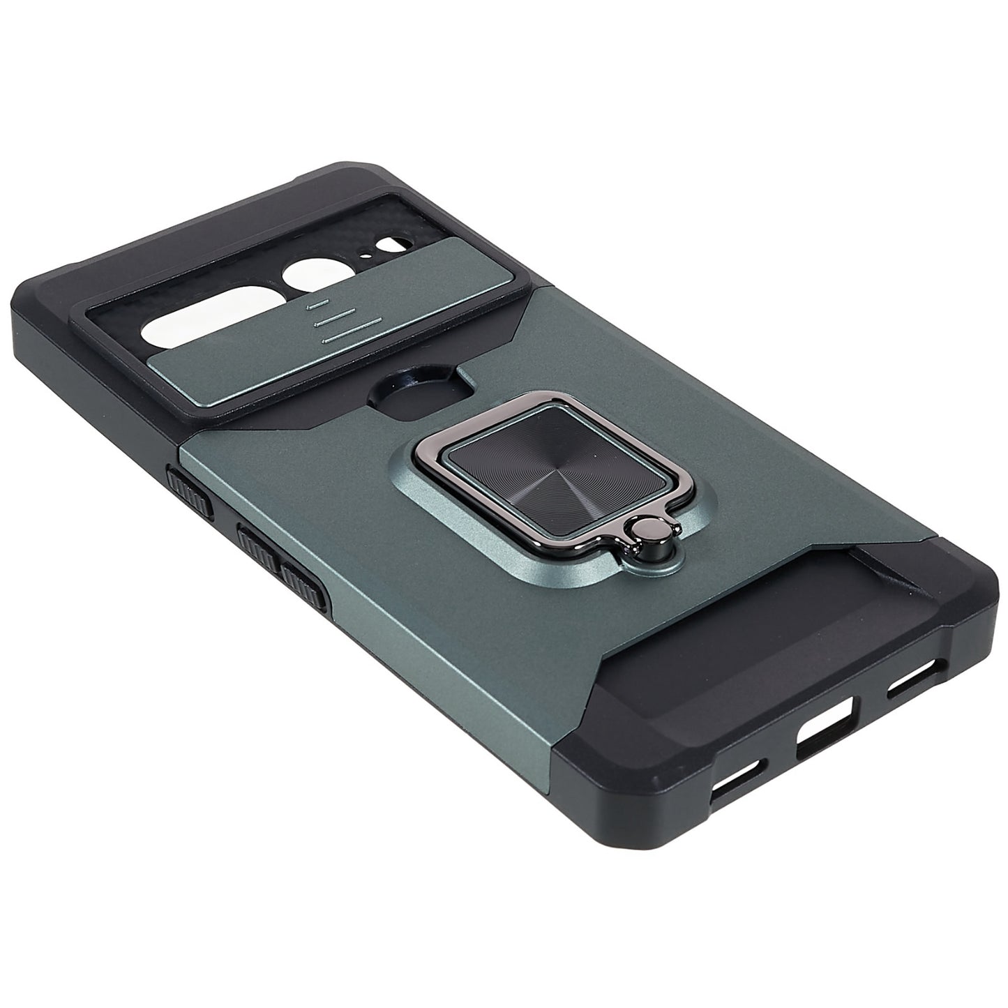 For Google Pixel 7 Pro Anti-Drop Hard PC Soft TPU Hybrid Phone Case Impact-Resistant Cellphone Cover Slide Camera Lens Protection Design Kickstand Back Cover with Card Slot