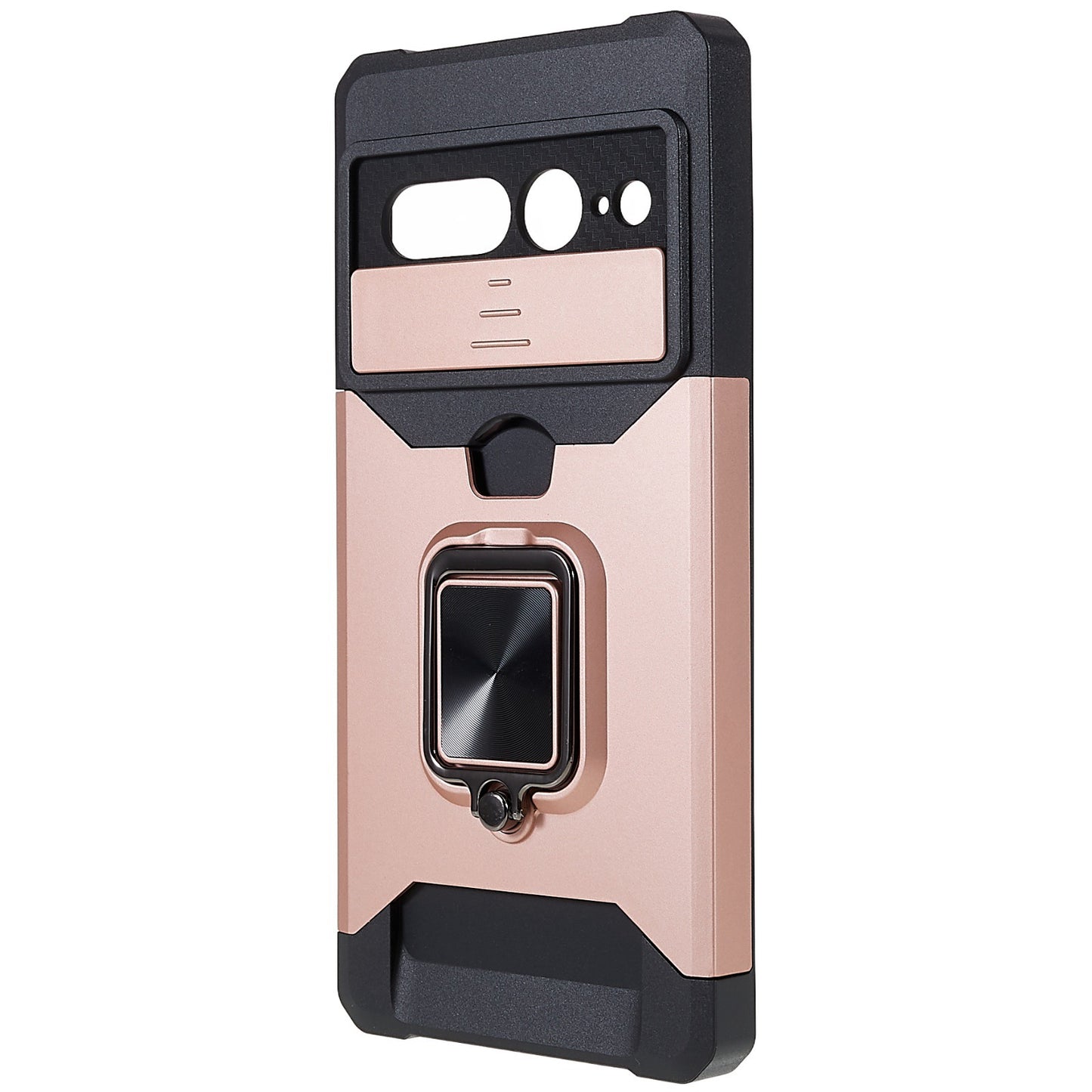 For Google Pixel 7 Pro Anti-Drop Hard PC Soft TPU Hybrid Phone Case Impact-Resistant Cellphone Cover Slide Camera Lens Protection Design Kickstand Back Cover with Card Slot