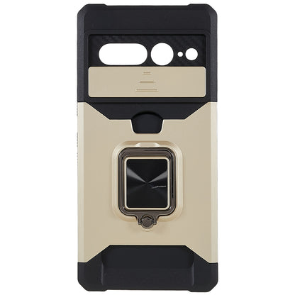 For Google Pixel 7 Pro Anti-Drop Hard PC Soft TPU Hybrid Phone Case Impact-Resistant Cellphone Cover Slide Camera Lens Protection Design Kickstand Back Cover with Card Slot