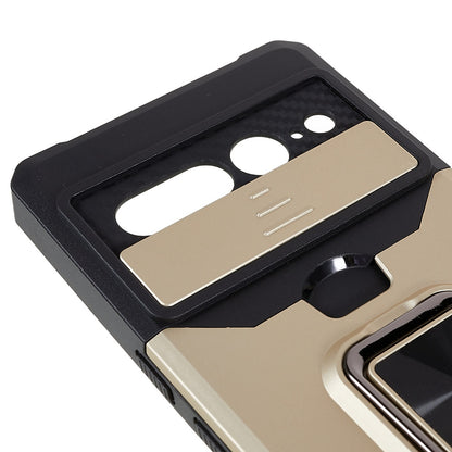 For Google Pixel 7 Pro Anti-Drop Hard PC Soft TPU Hybrid Phone Case Impact-Resistant Cellphone Cover Slide Camera Lens Protection Design Kickstand Back Cover with Card Slot