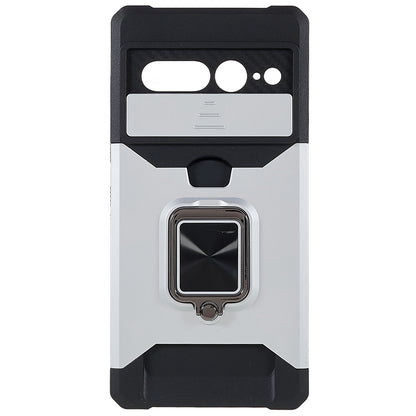 For Google Pixel 7 Pro Anti-Drop Hard PC Soft TPU Hybrid Phone Case Impact-Resistant Cellphone Cover Slide Camera Lens Protection Design Kickstand Back Cover with Card Slot