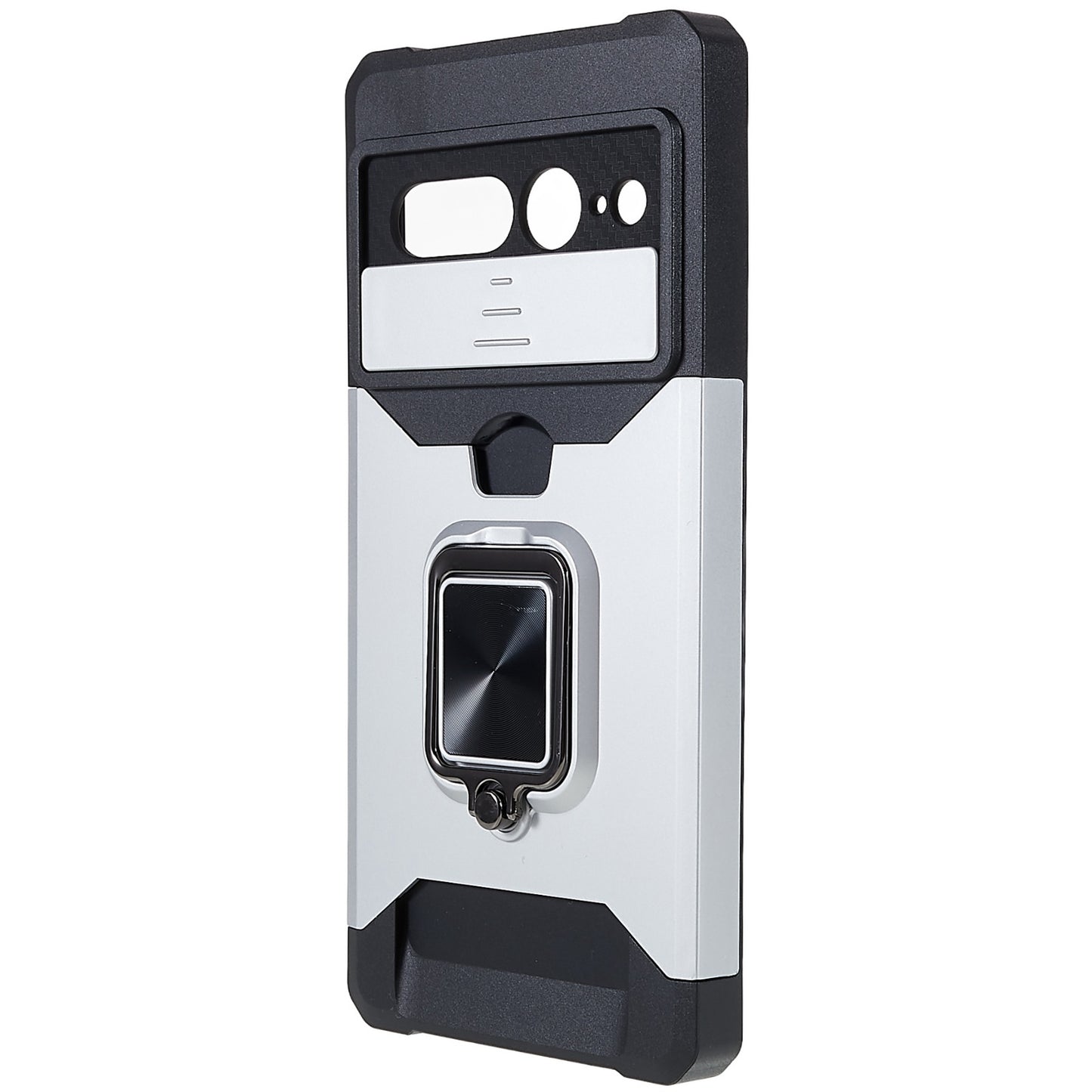 For Google Pixel 7 Pro Anti-Drop Hard PC Soft TPU Hybrid Phone Case Impact-Resistant Cellphone Cover Slide Camera Lens Protection Design Kickstand Back Cover with Card Slot