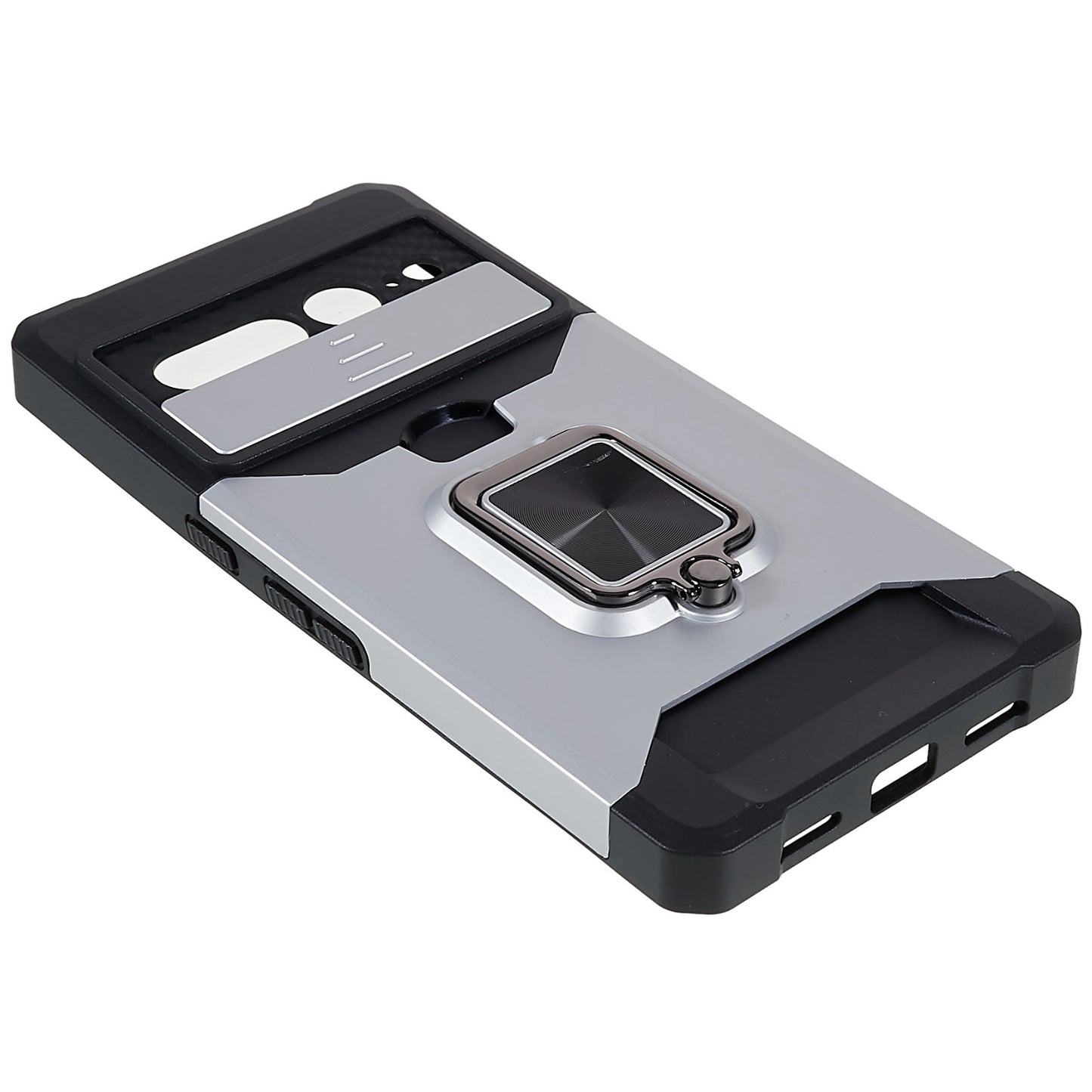 For Google Pixel 7 Pro Anti-Drop Hard PC Soft TPU Hybrid Phone Case Impact-Resistant Cellphone Cover Slide Camera Lens Protection Design Kickstand Back Cover with Card Slot