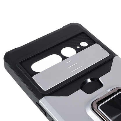 For Google Pixel 7 Pro Anti-Drop Hard PC Soft TPU Hybrid Phone Case Impact-Resistant Cellphone Cover Slide Camera Lens Protection Design Kickstand Back Cover with Card Slot