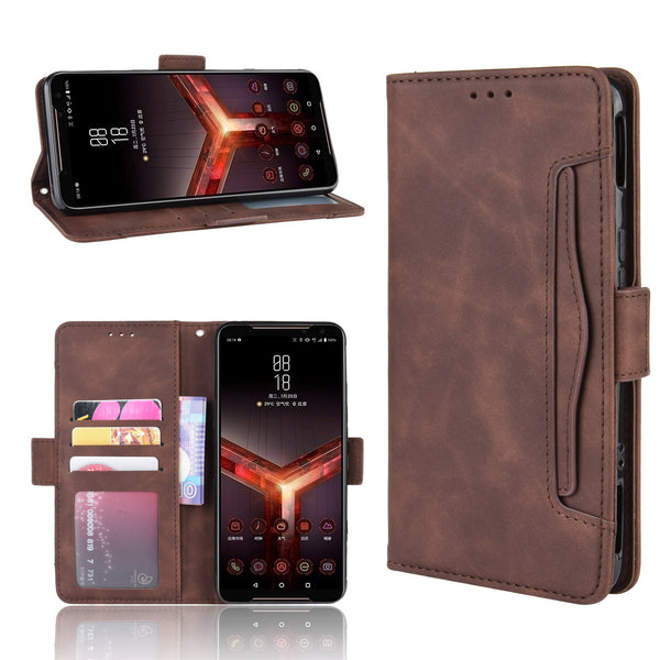 PU Leather Phone Case Covering with Card Slots for Asus ROG Phone II ZS660KL
