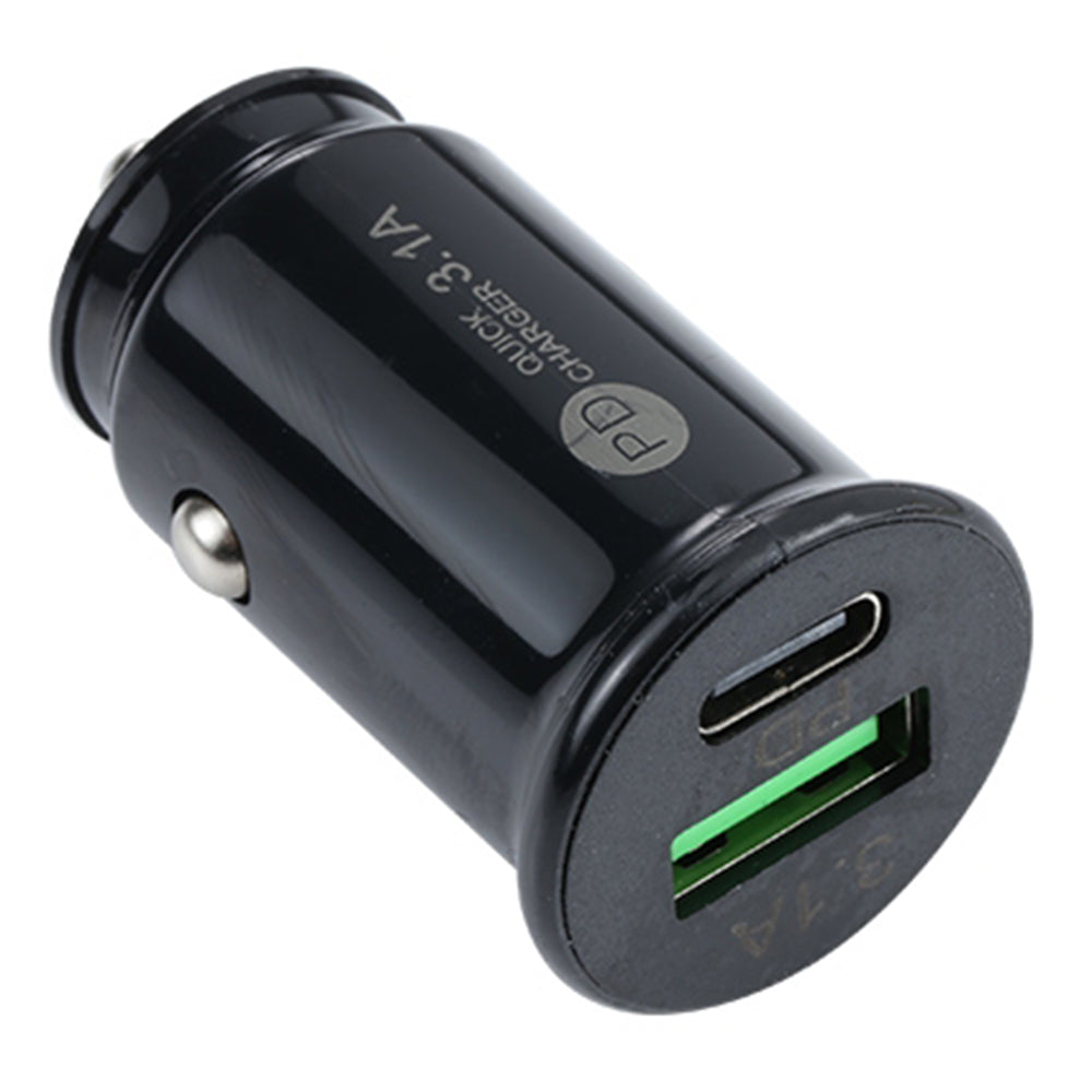 TE-339PD 5V/3.1A PC Type-C + 3.1A USB Mini Car Charger Dual Ports Cigarette Lighter Fast Charging