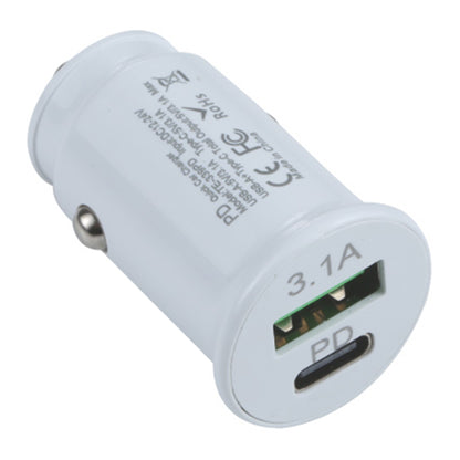 TE-339PD 5V/3.1A PC Type-C + 3.1A USB Mini Car Charger Dual Ports Cigarette Lighter Fast Charging
