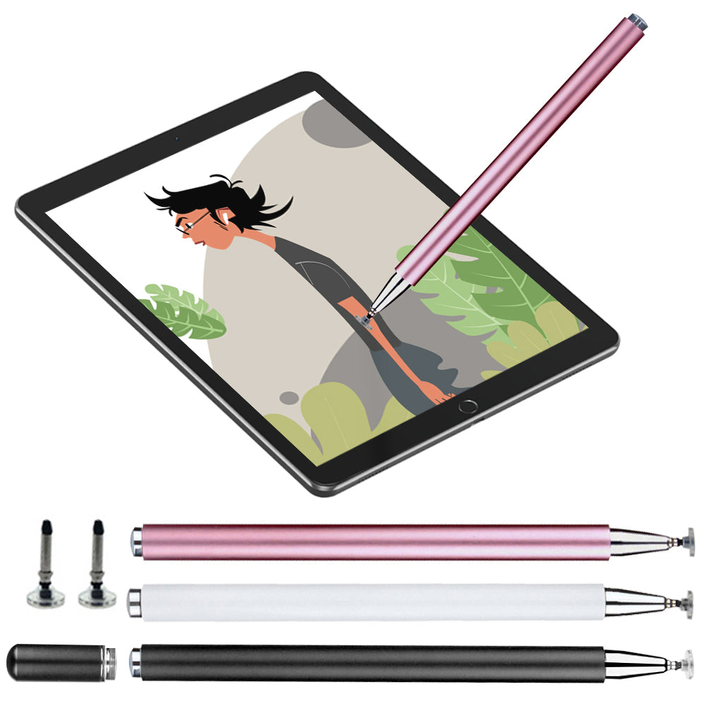 JD01 Universal Tablet Smartphone Capacitive Stylus Pen Magnetic Adsorption Cap Drawing Writing Stylus Pen with Spare Round Disk Pen Tip