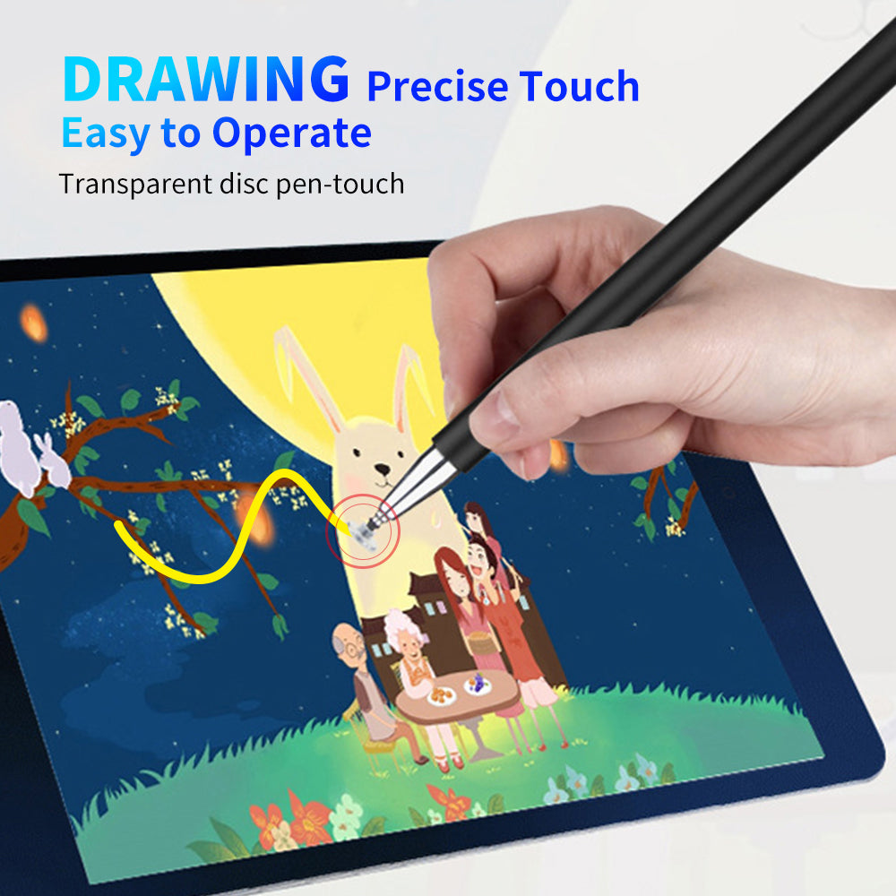 JD01 Universal Tablet Smartphone Capacitive Stylus Pen Magnetic Adsorption Cap Drawing Writing Stylus Pen with Spare Round Disk Pen Tip