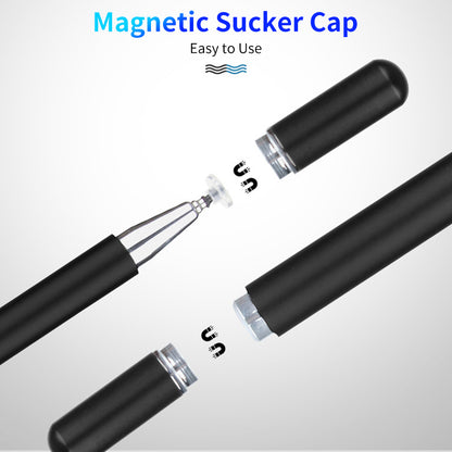 JD01 Universal Tablet Smartphone Capacitive Stylus Pen Magnetic Adsorption Cap Drawing Writing Stylus Pen with Spare Round Disk Pen Tip