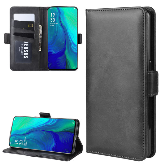 Magnetic Double Clasp Flip Leather Wallet Stand Phone Case for OPPO Reno 10x Zoom