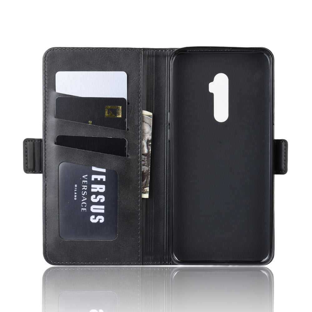 Magnetic Double Clasp Flip Leather Wallet Stand Phone Case for OPPO Reno 10x Zoom