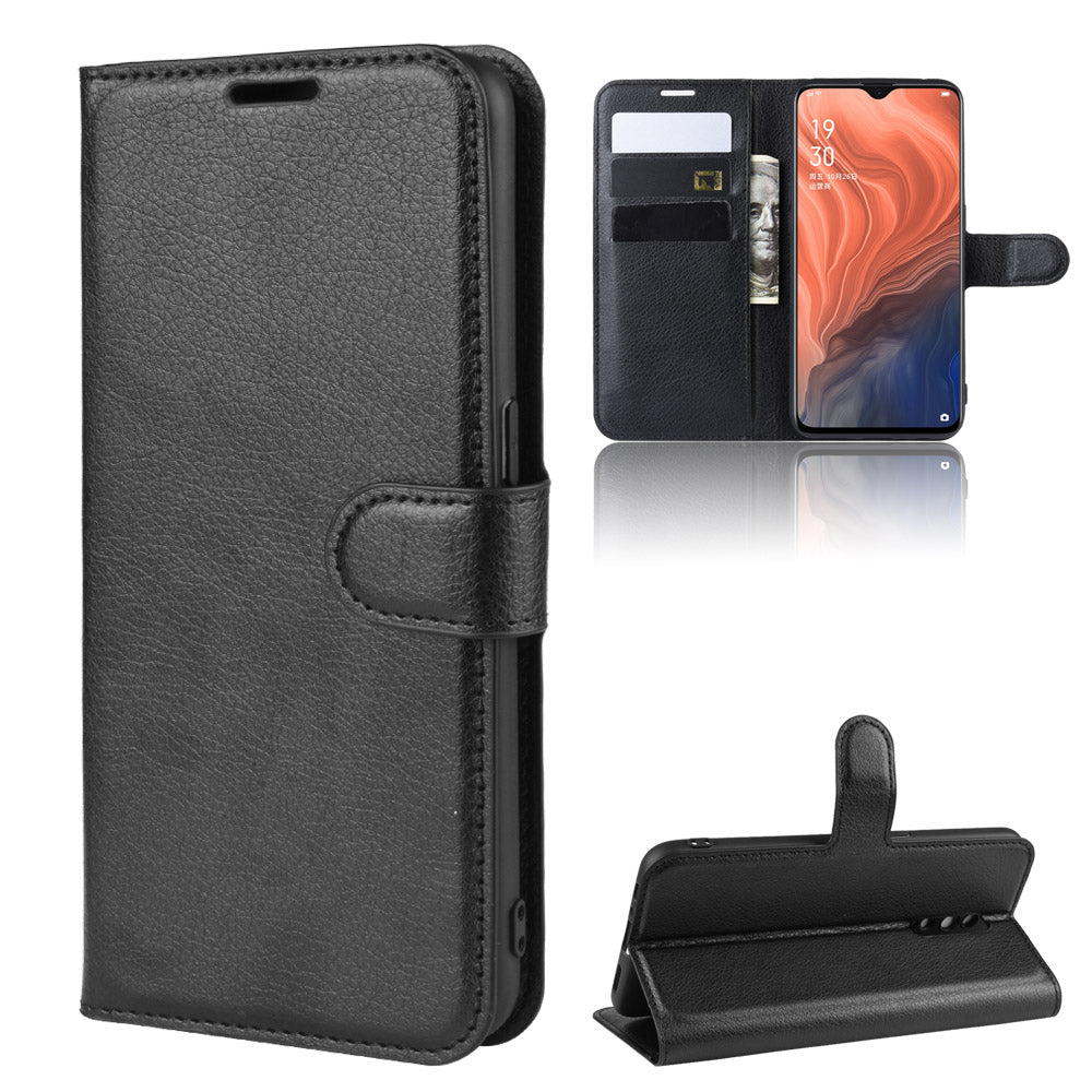 Litchi Skin Wallet Leather Stand Case for Oppo Reno Z