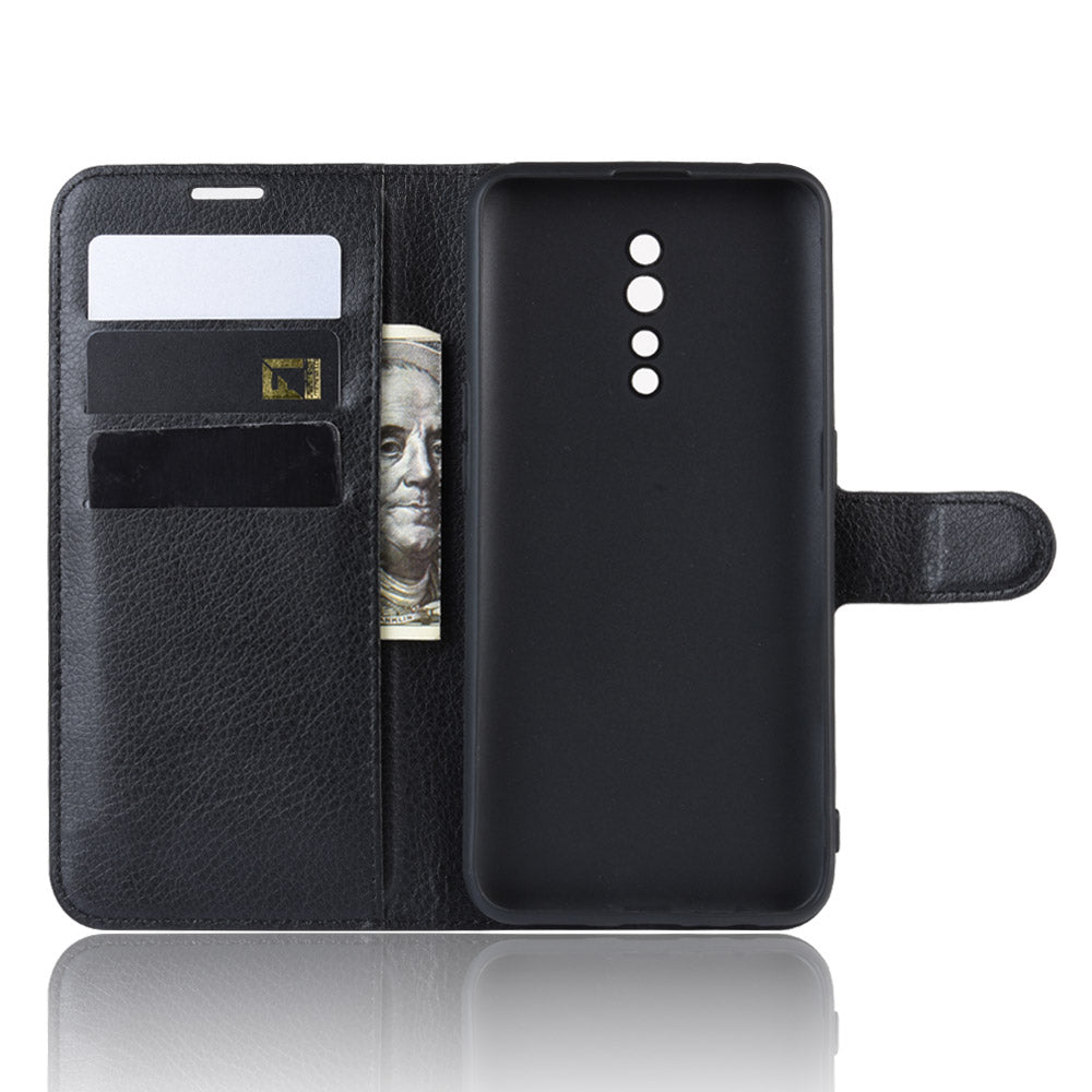 Litchi Skin Wallet Leather Stand Case for Oppo Reno Z
