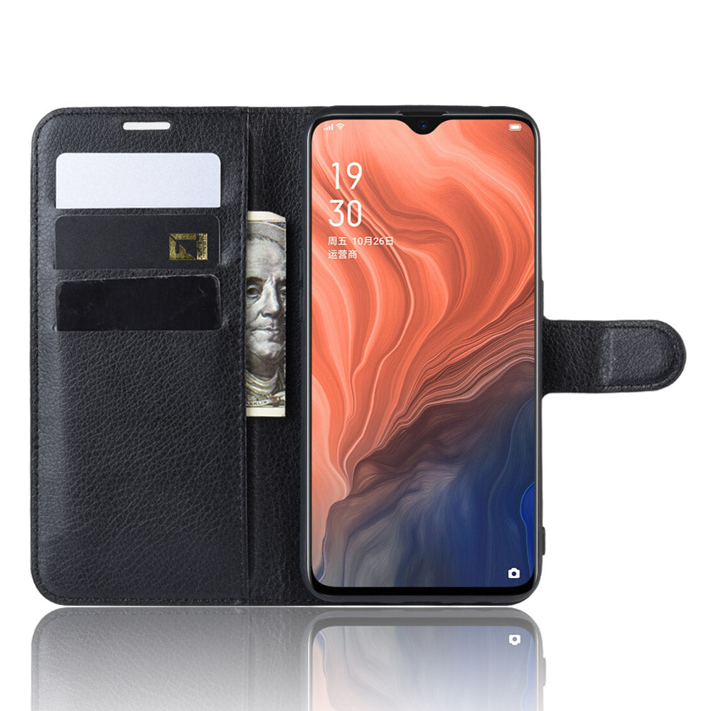Litchi Skin Wallet Leather Stand Case for Oppo Reno Z