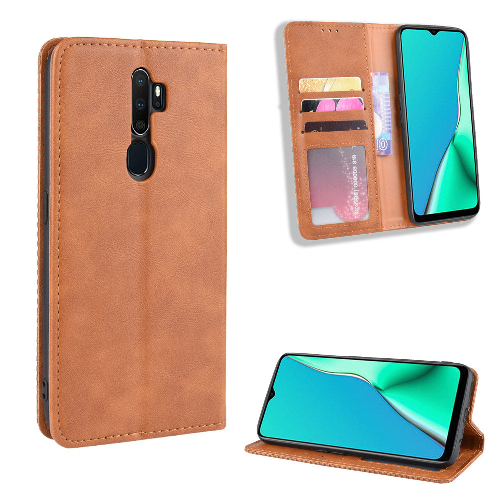 Retro Style PU Leather Stand Wallet Case for OPPO A9 2020/A5 2020/A11/A11X