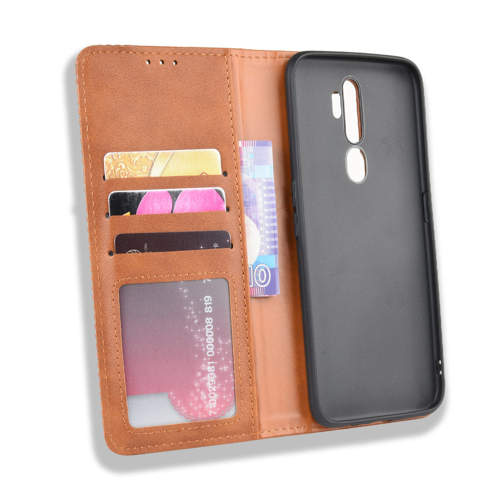 Retro Style PU Leather Stand Wallet Case for OPPO A9 2020/A5 2020/A11/A11X