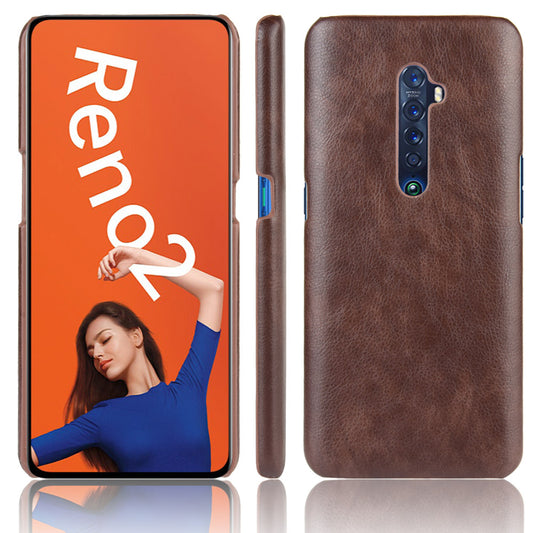 Litchi Texture PU Leather Coated PC Back Case for OPPO Reno 2